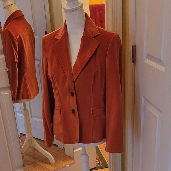 TALBOTS PETITE PUMPKIN VELVET BLAZER - Picture 1 of 7